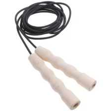 Скакалка резиновая, MR-Sk2.8, чёрная, 2,8 м, d-0,5 см, деревянная ручка (1 шт.)
