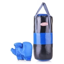 Набор для бокса Belon груша цилиндр, (тент), черный синий, с перчатками (НБ-001-СЧ)