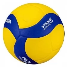 Мяч волейбольный утяжеленный MIKASA VT500W, р 5, вес 500г, клееный, сине-желтый (утяжеленный)