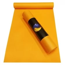 Коврик для йоги и фитнеса RamaYoga Yin-Yang PRO, оранжевый, размер 220 х 60 х 0,45 см
