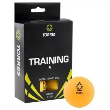 Мяч для настольного тенниса Torres Training, 1 звезда, набор 6 шт., цвет оранжевый