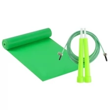 Набор для фитнеса (эспандер ленточный+скакалка скоростная), цвет зеленый 2579475