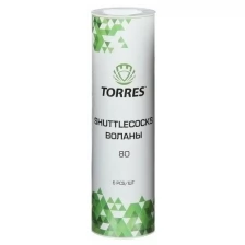 Воланы для бадминтона TORRES 80, 6 шт., белый, средняя скорость
