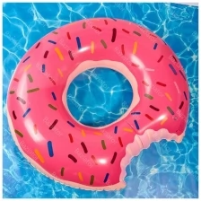 Надувной круг Пончик розовый диаметр 100 см для безопасного активного отдыха на воде на пляже и в бассейне, круг для плавания для детей и взрослых