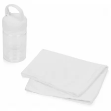 Набор для фитнеса "Cross": охлаждающее полотенце и бутылка, цвет белый