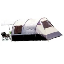 Палатка шестиместная для туризма с тамбуром и навесом, А285, размер Д670*Ш220*В160. Туристическая палатка белая/серая