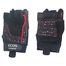 Перчатки для фитнеса ECOS , женские, цвет -черные с принтом, размер: XL, модель: SB-16-1736