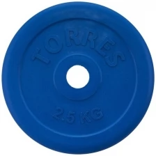 Диск TORRES 2.5 кг арт.PL50392, d.25мм, металл в резиновой оболочке, синий
