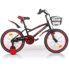 Велосипед детский с тренировочными колесами Mobile Kid Slender, 18 дюймов, черно-красный