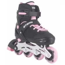 Ролики раздвижные Atemi, AIS01AS, S (30-33), PU64, 82A, ABEC-7 Carbon, SB, черно-розовые