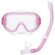 Маска и трубка детский комплект для подводного плавания ReefTourer RCR0204 ярко розовый