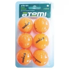 Мячи для настольного тенниса ATEMI 1* ATB101 40+ Plastic x6 Orange