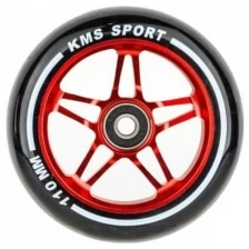 Колесо для трюкового самоката kms sport 110 мм. красн. алюм. с подшипниками прямая звезда