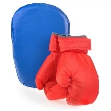 Набор для бокса: лапа боксерская 27х18,5*4 см. с перчатками. Синий+красный