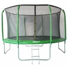 Батут 12FT 3.66м SportElite фиберглас с защитной сеткой внутрь и лестницей, салатовый GB30201-12FT