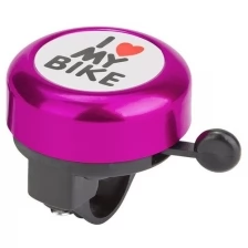 Звонок 45AE-04 "I love my bike" алюминий/пластик, чёрно-фиолетовый