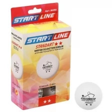 Мяч теннисный STANDART, 2 звезды, 6 шт., белые Start Line 2933815