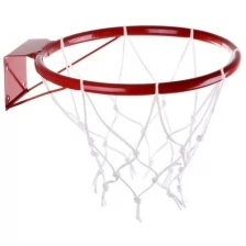 Кольцо баскетбольное/Кольцо для игры в баскетбол детское №5 с сеткой (15112), диаметр: 16 мм, цвет: красный.